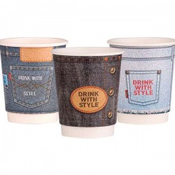 ΠΟΤΗΡΙ ΧΑΡΤΙΝΟ 2ΤΟΙΧΟ 8oz "JEANS MIX" 25τεμ