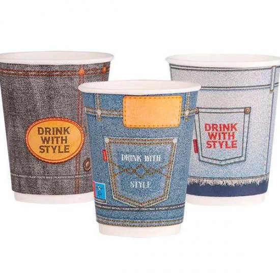 ΠΟΤΗΡΙ ΧΑΡΤΙΝΟ 2ΤΟΙΧΟ 12-14oz "JEANS MIX" 25τεμ