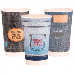 ΠΟΤΗΡΙ ΧΑΡΤΙΝΟ 2ΤΟΙΧΟ 16oz "JEANS MIX" 25τεμ