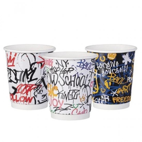 ΠΟΤΗΡΙ ΧΑΡΤΙΝΟ 2ΤΟΙΧΟ 8oz "GRAFFITY MIX" 25τεμ