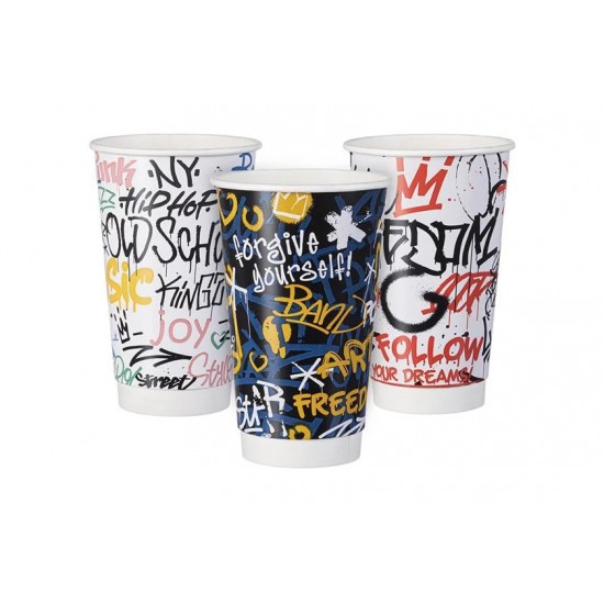 ΠΟΤΗΡΙ ΧΑΡΤΙΝΟ 2ΤΟΙΧΟ 16oz "GRAFFITY MIX" 25τεμ