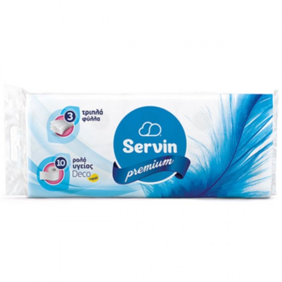 ΧΑΡΤΙ ΥΓΕΙΑΣ 10 ΡΟΛΑ PREMIUM 3ΦΥΛΛΟ SERVIN ΧΑΡΤΙ ΥΓΕΙΑΣ 10 ΡΟΛΑ PREMIUM 3ΦΥΛΛΟ SERVIN