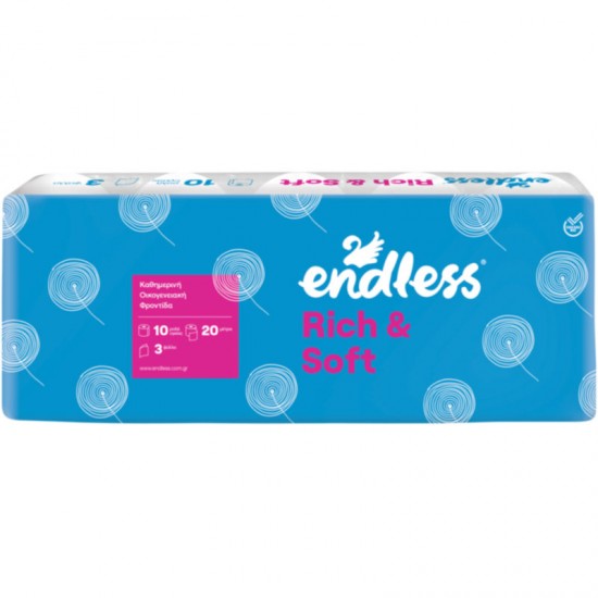 ΧΑΡΤΙ ΥΓΕΙΑΣ 10 ΡΟΛΑ RICH & SOFT 3ΦΥΛΛΟ ENDLESS ΧΑΡΤΙ ΥΓΕΙΑΣ 10 ΡΟΛΑ RICH & SOFT 3ΦΥΛΛΟ ENDLESS