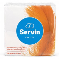 ΧΑΡΤΟΠΕΤΣΕΤΑ ΛΕΥΚΗ 30x30cm SERVIN 100 ΦΥΛΛΩΝ